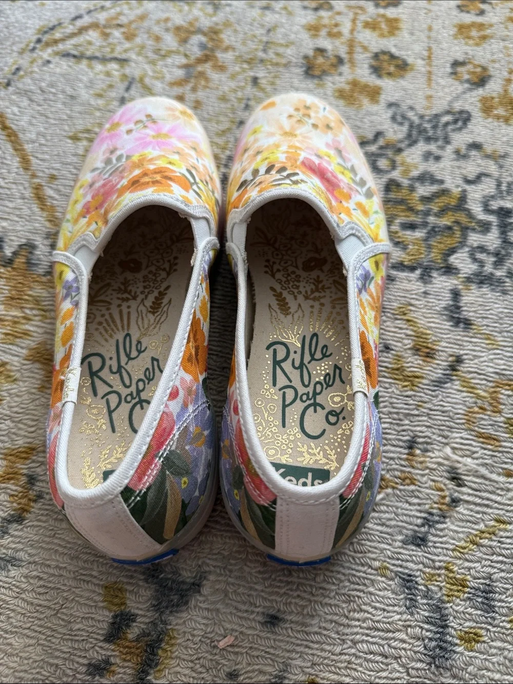 Keds Slip-On Sneakers with Pink, Yellow & Orange Floral Print- Rifle Paper - Picture 3 of 4
